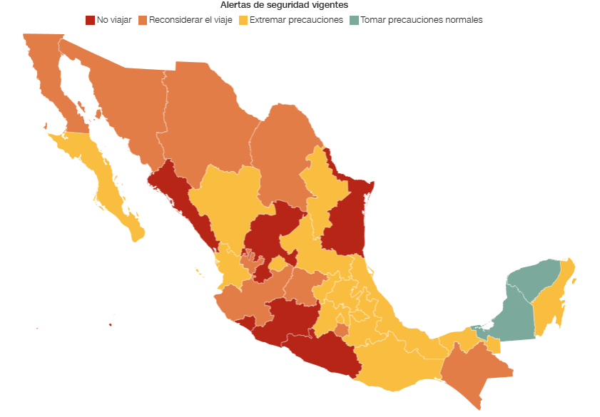EE. UU. EMITE ADVERTENCIA DE VIAJE PARA LA MAYORÍA DE LOS ESTADOS DE MÉXICO POR RIESGOS DE VIOLENCIA Y SECUESTRO